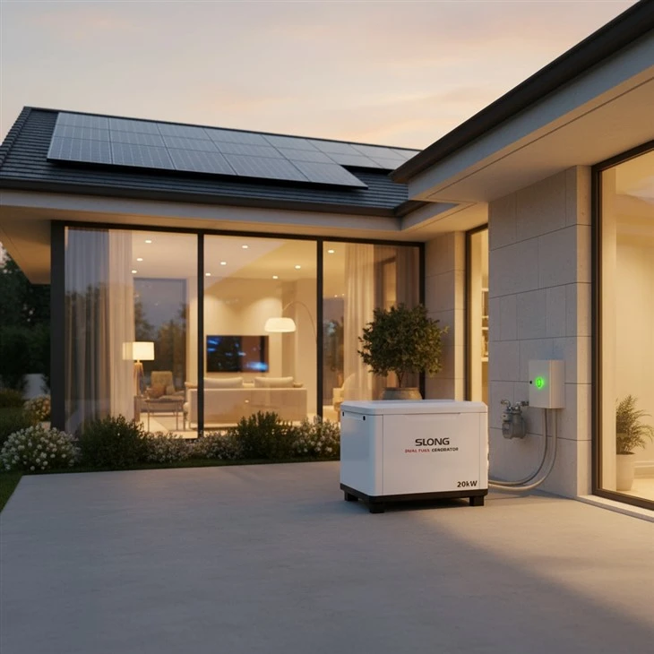 Generator Bahan Bakar Ganda Senyap 5-50kW Generator Siaga Rumah Bensin LPG Gas Alam dengan Logo Dapat Disesuaikan WiFi ATS Produsen OEM